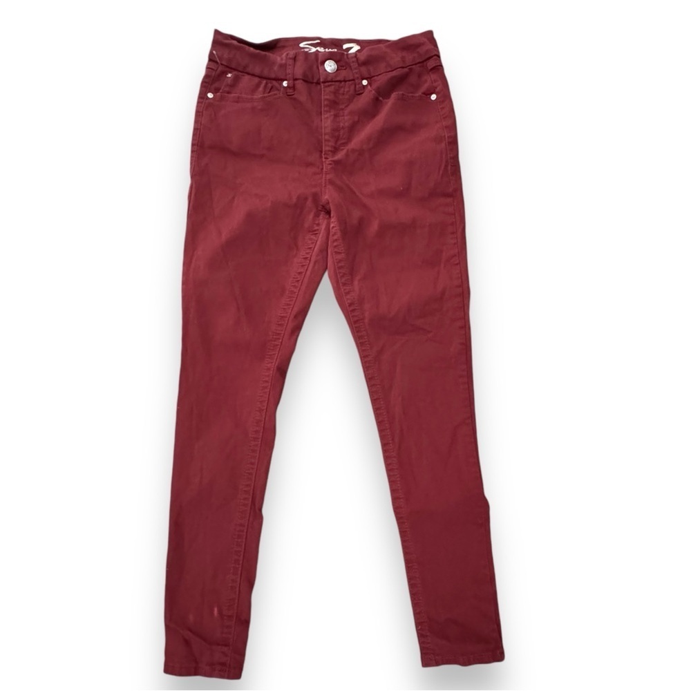 Seven7 Size 8 Fired Brick High Rise Tummyless Slimming Stretch Skinny Jeans